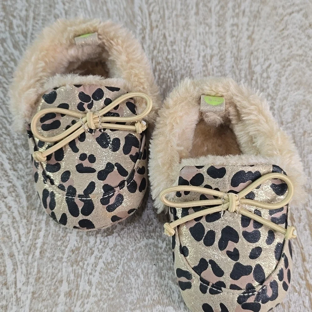 Stepping Stones Baby Leopard Faux Fur Slippers 3/6 months